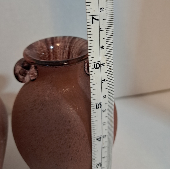 Two Purple rustic glass vase, hand blown. - Picture 2 of 6